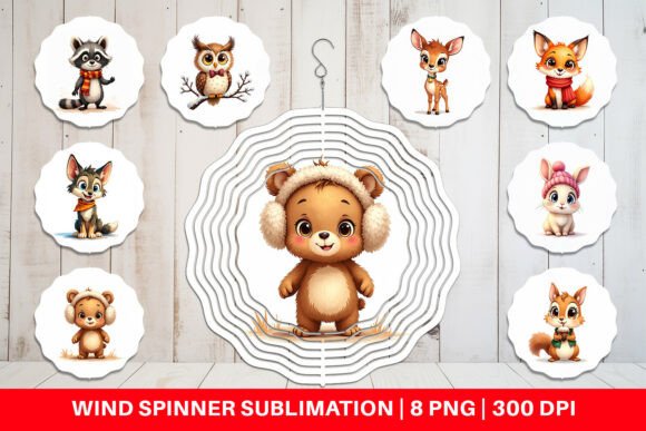 Download Winter Critters Watercolor Wind Spinner - Premium Resources