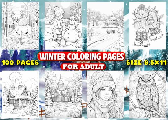 Download 100 Winter Coloring Pages for Adult - Premium Resources